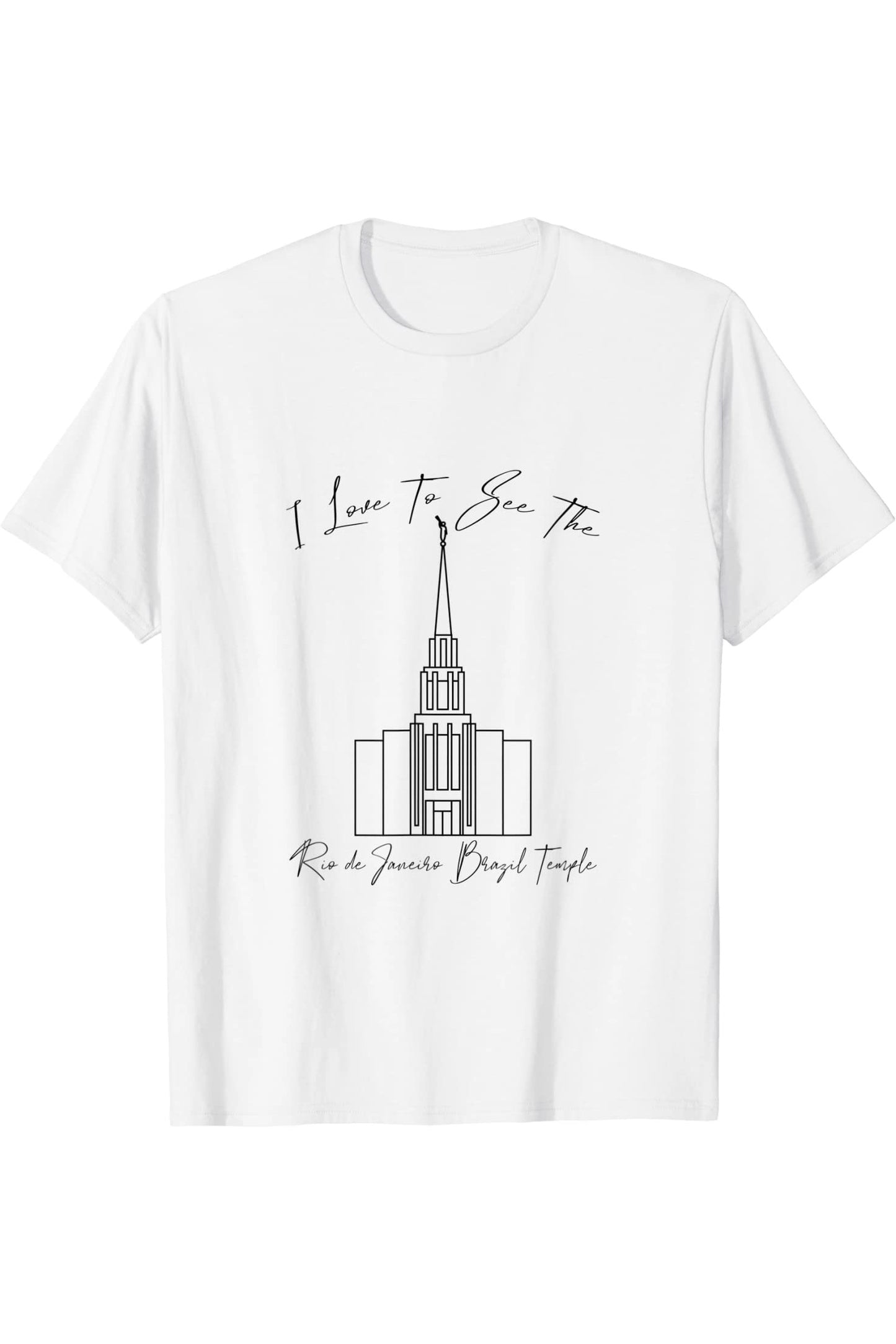 Rio de Janeiro Brazil Temple T-Shirt - Calligraphy Style (English) US