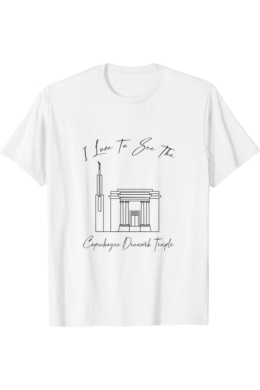 Copenhagen Denmark Temple T-Shirt - Calligraphy Style (English) US