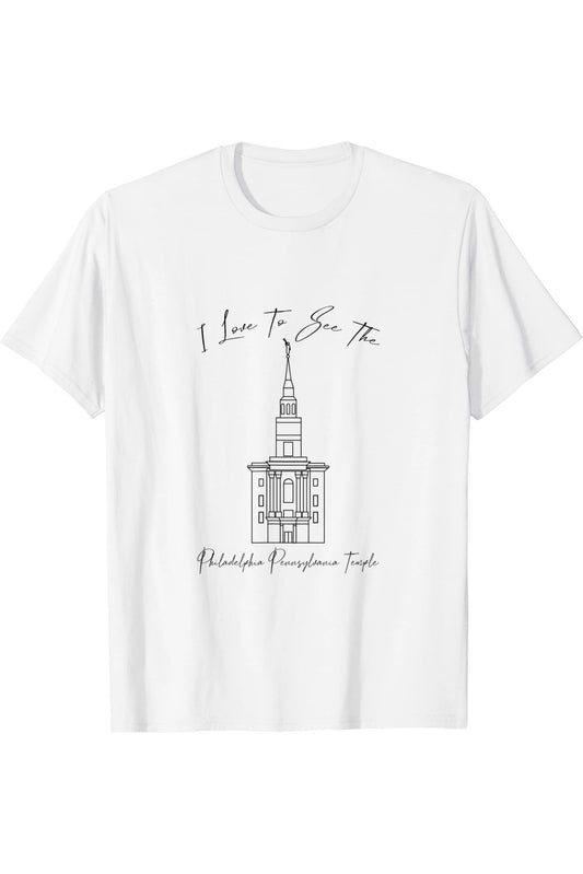 Philadelphia Pennsylvania Temple T-Shirt - Calligraphy Style (English) US