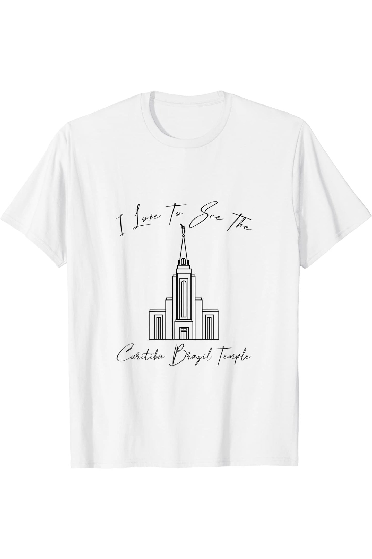 Curitiba Brazil Temple T-Shirt - Calligraphy Style (English) US