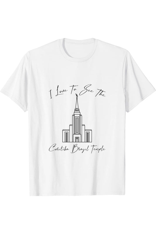 Curitiba Brazil Temple T-Shirt - Calligraphy Style (English) US
