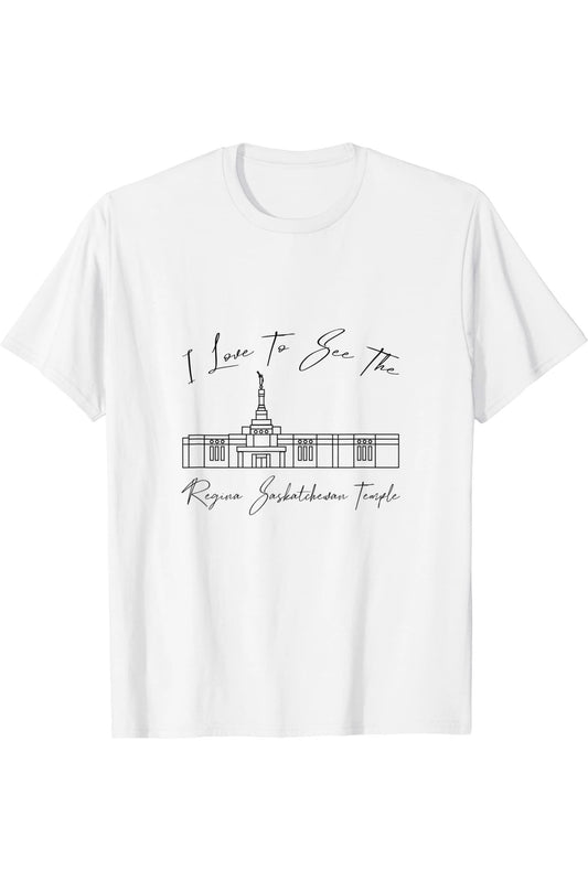 Regina Saskatchewan Temple T-Shirt - Calligraphy Style (English) US