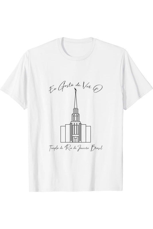 Rio de Janeiro Brazil Temple T-Shirt - Calligraphy Style (Portuguese) US