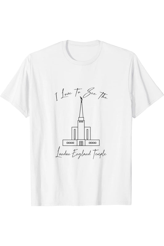London England Temple T-Shirt - Calligraphy Style (English) US