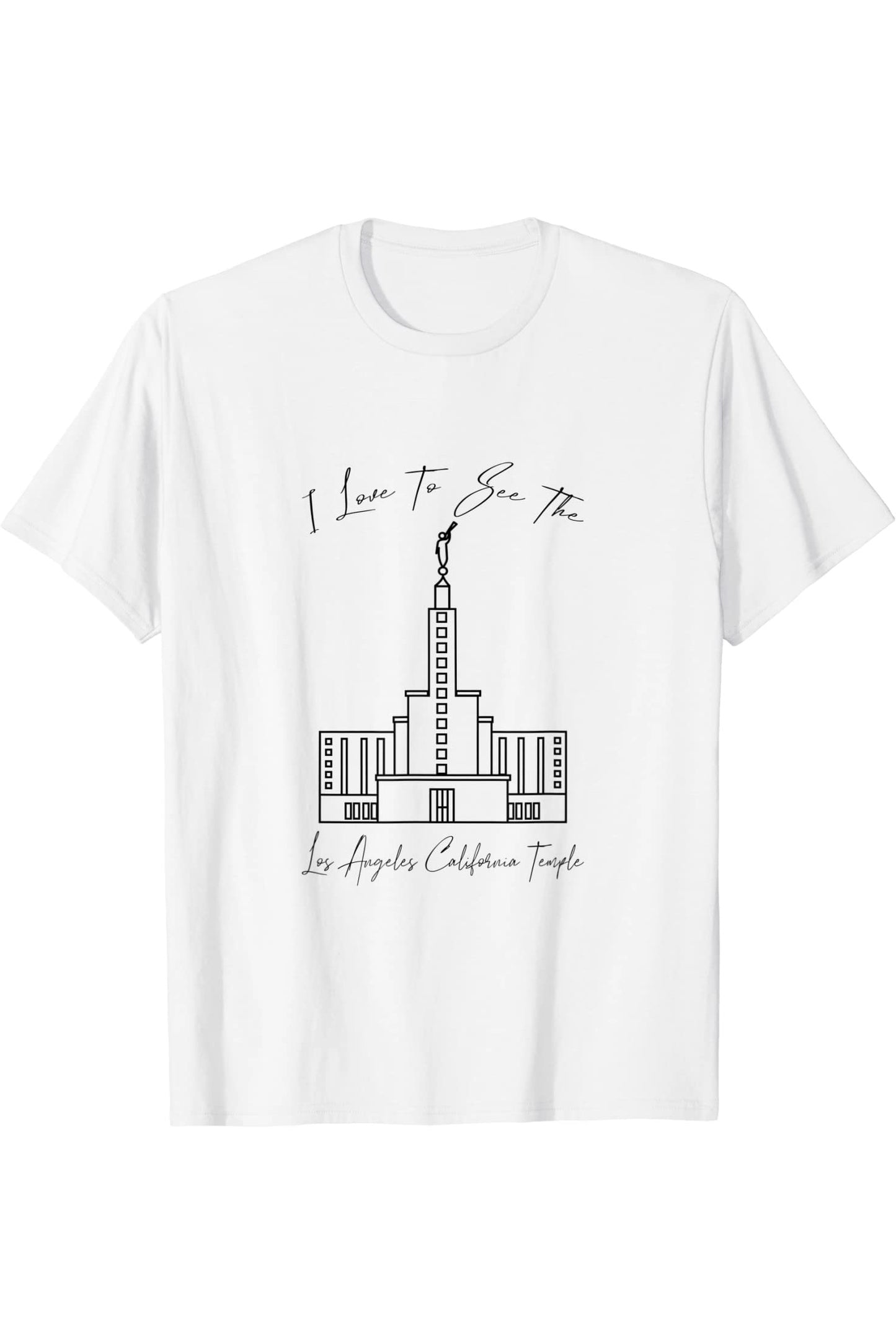 Los Angeles California Temple T-Shirt - Calligraphy Style (English) US