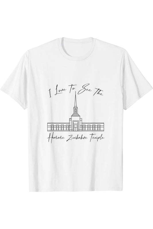 Harare Zimbabwe Temple T-Shirt - Calligraphy Style (English) US