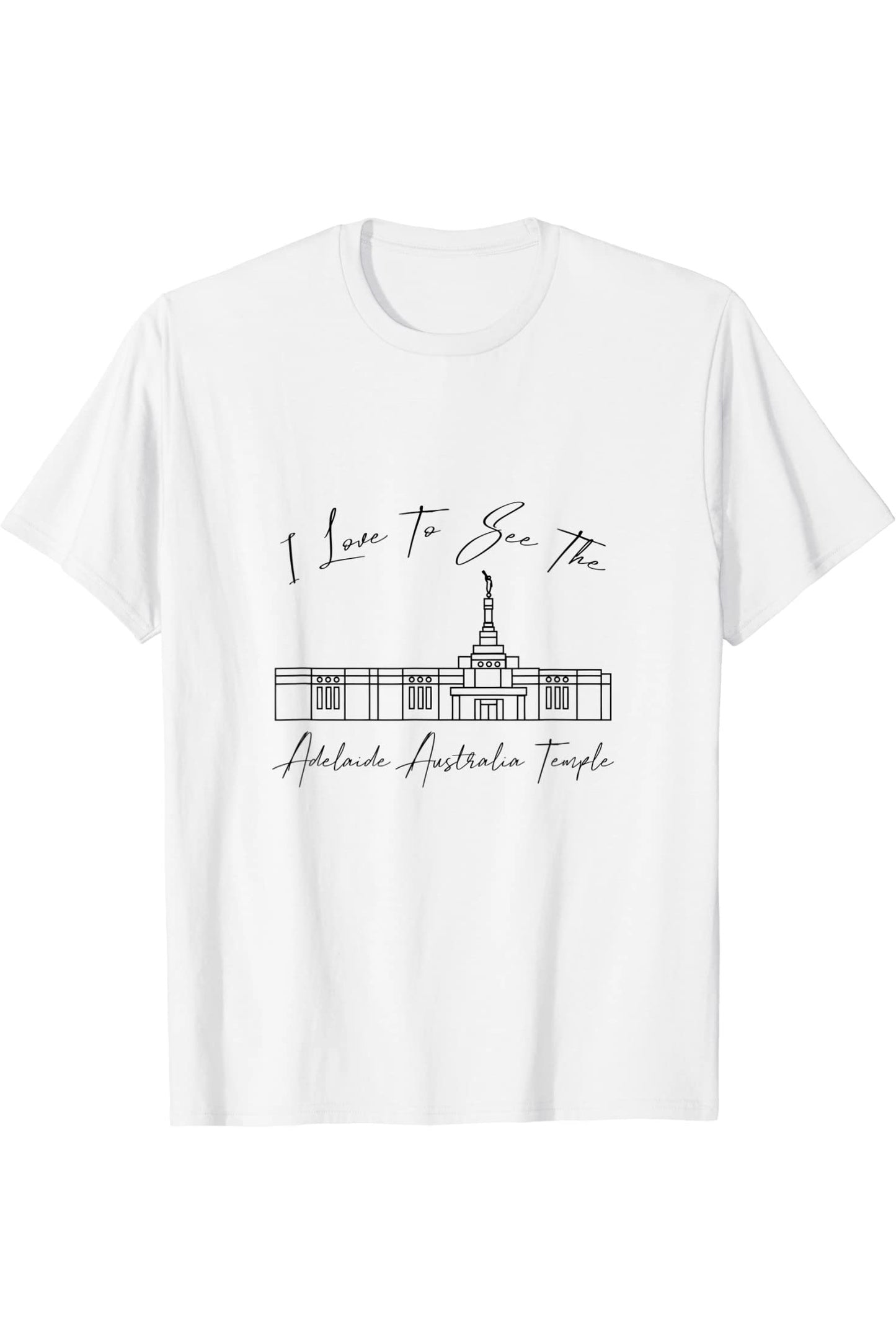Adelaide Australia Temple T-Shirt - Calligraphy Style (English) US