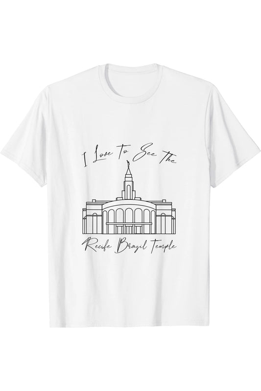 Recife Brazil Temple T-Shirt - Calligraphy Style (English) US