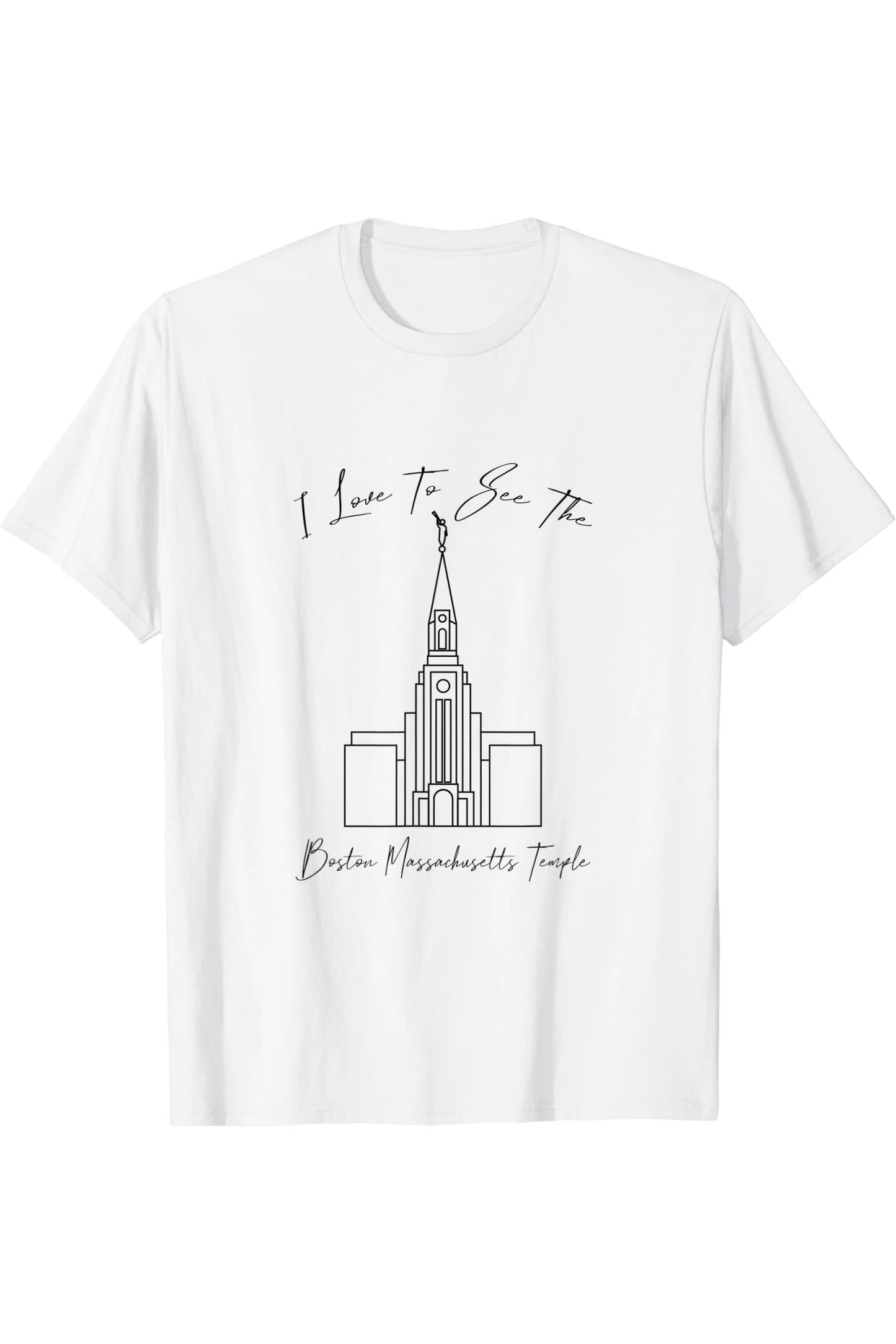 Boston Massachusetts Temple T-Shirt - Calligraphy Style (English) US