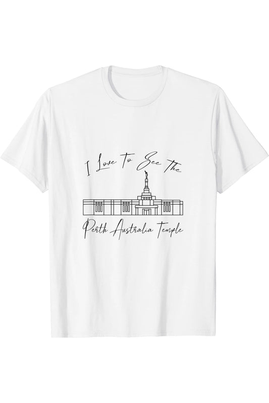 Perth Australia Temple T-Shirt - Calligraphy Style (English) US