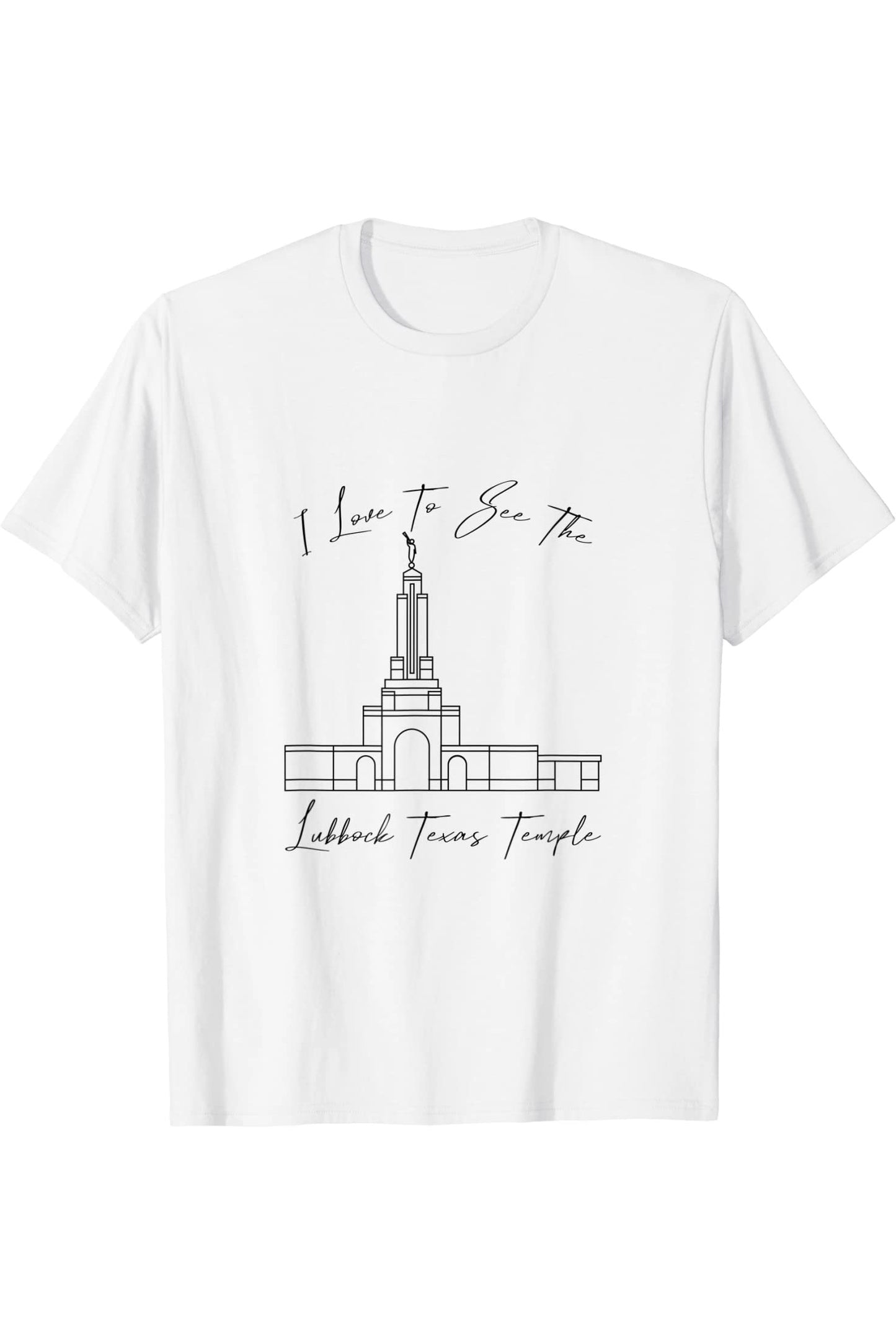 Lubbock Texas Temple T-Shirt - Calligraphy Style (English) US