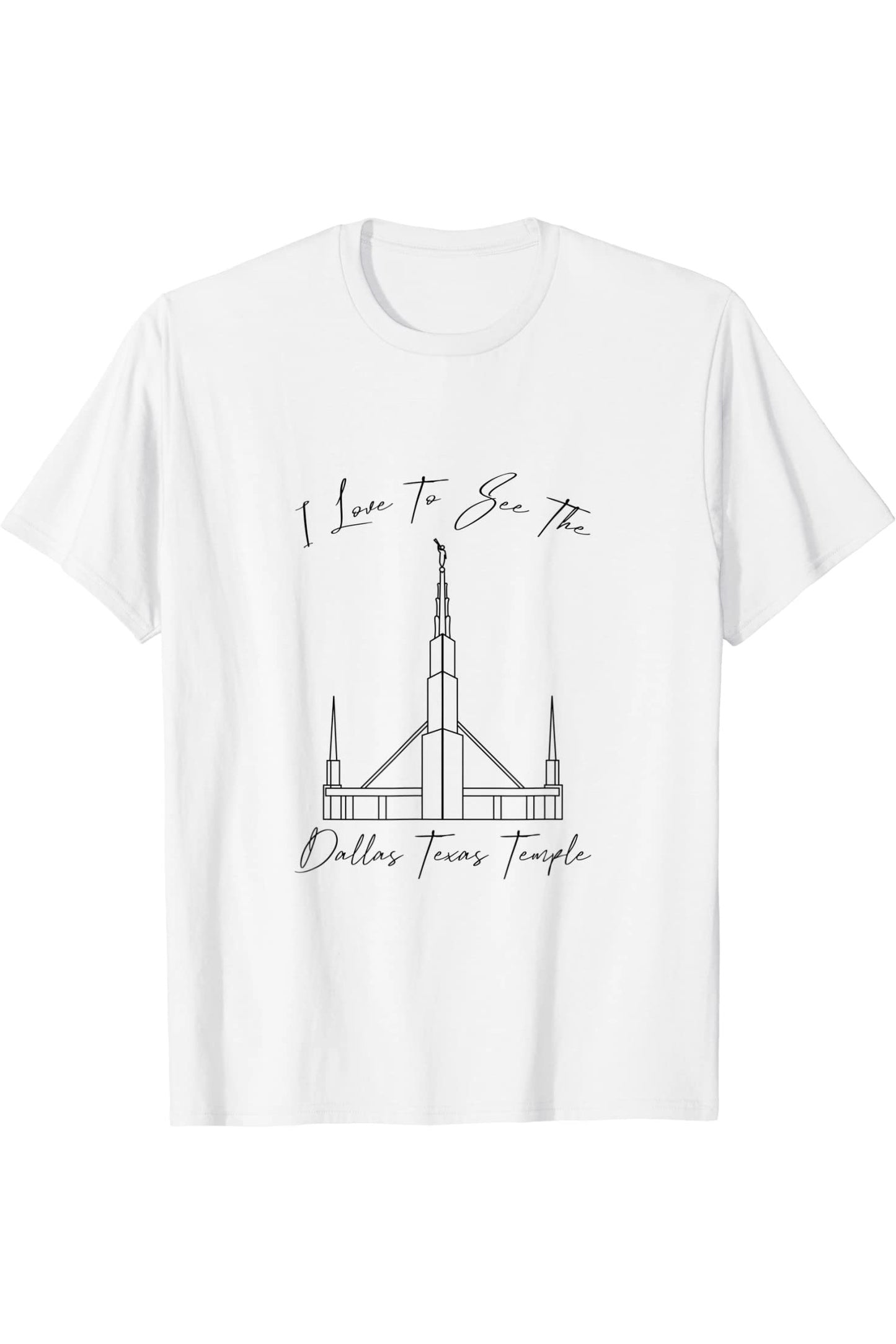 Dallas Texas Temple T-Shirt - Calligraphy Style (English) US