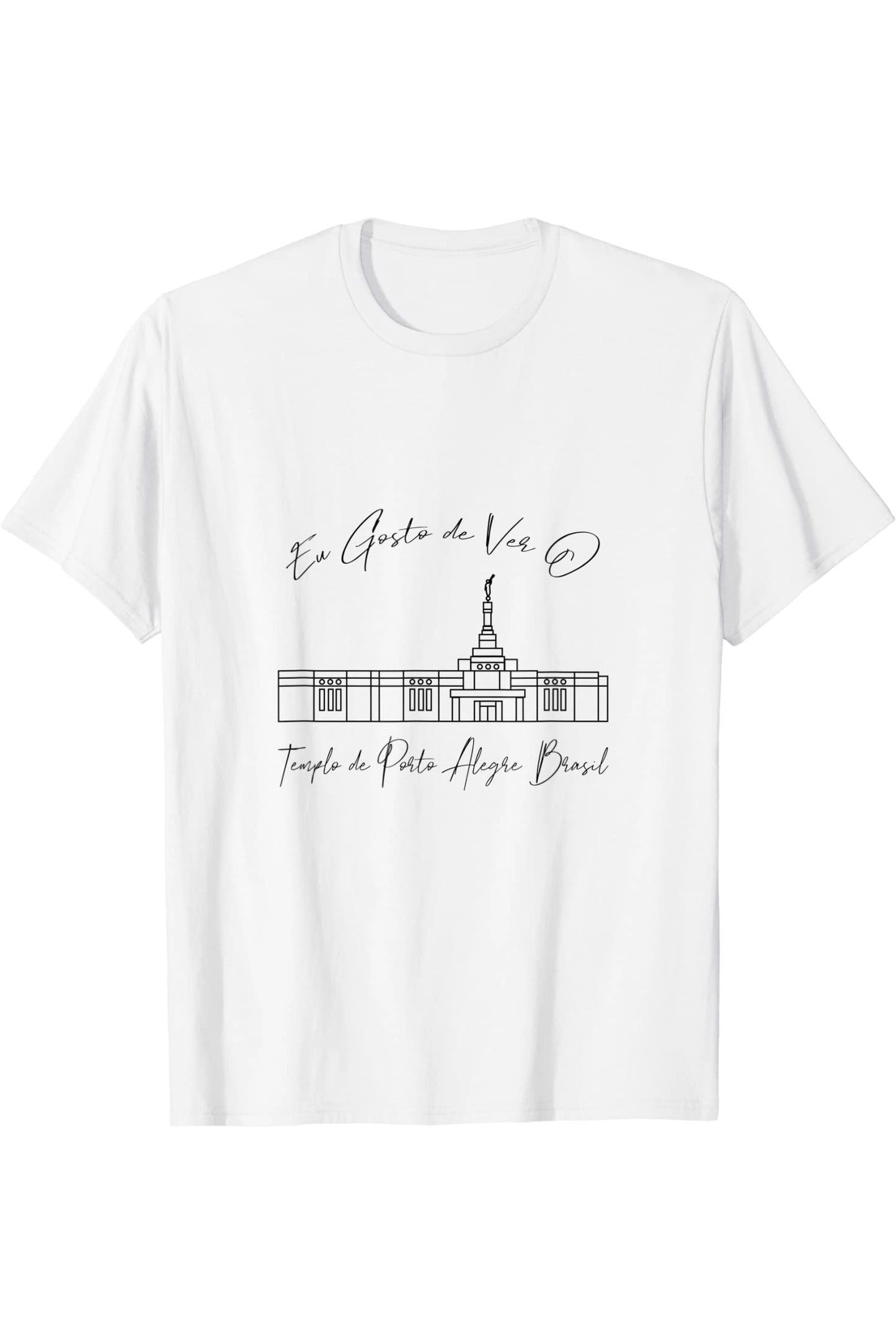 Porto Alegre Brazil Temple T-Shirt - Calligraphy Style (Portuguese) US