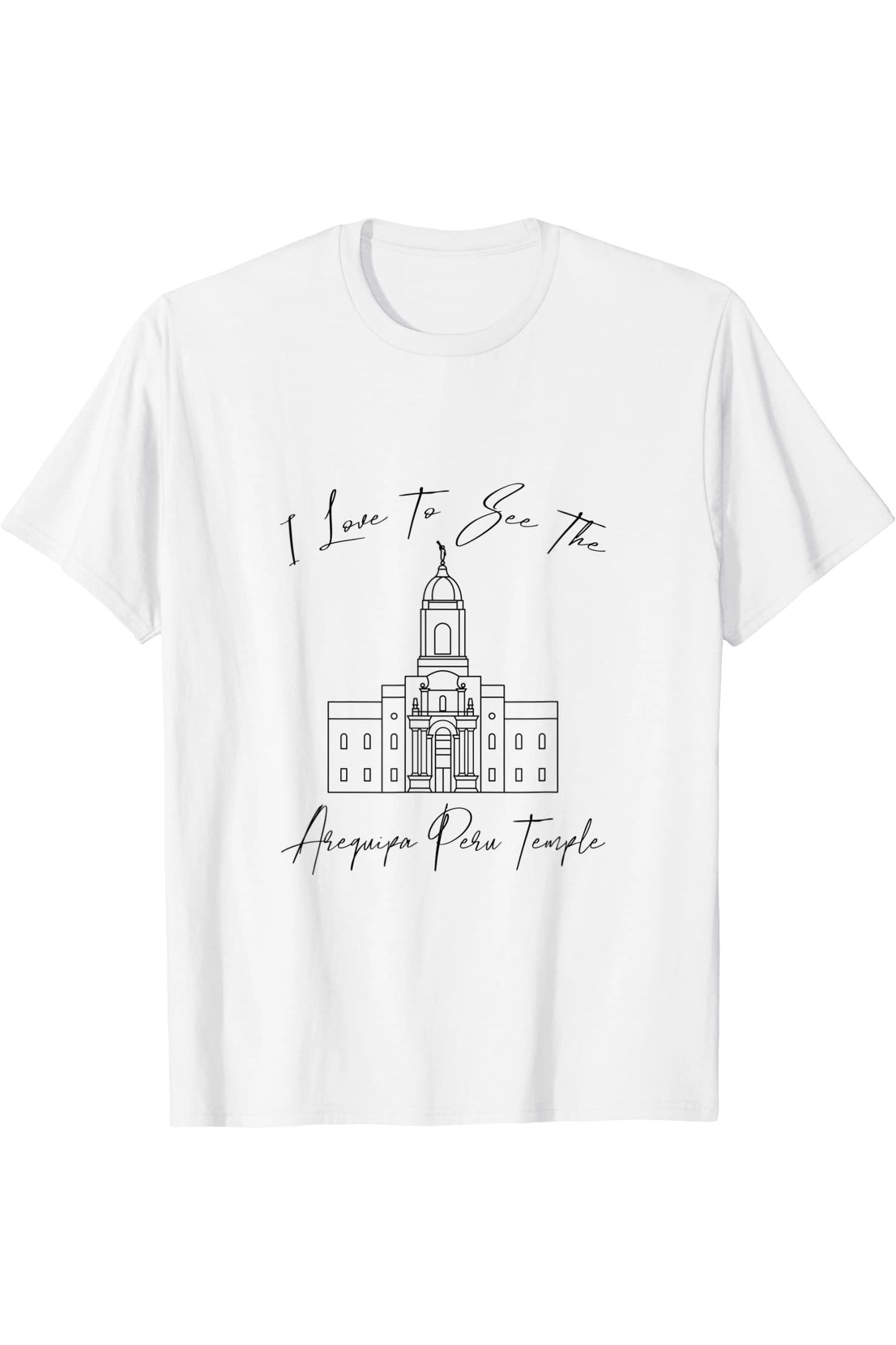 Arequipa Peru Temple T-Shirt - Calligraphy Style (English) US