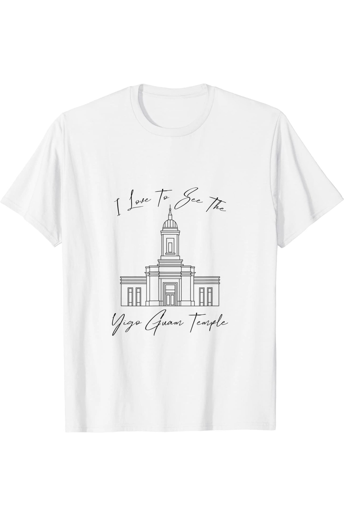 Yigo Guam Temple T-Shirt - Calligraphy Style (English) US