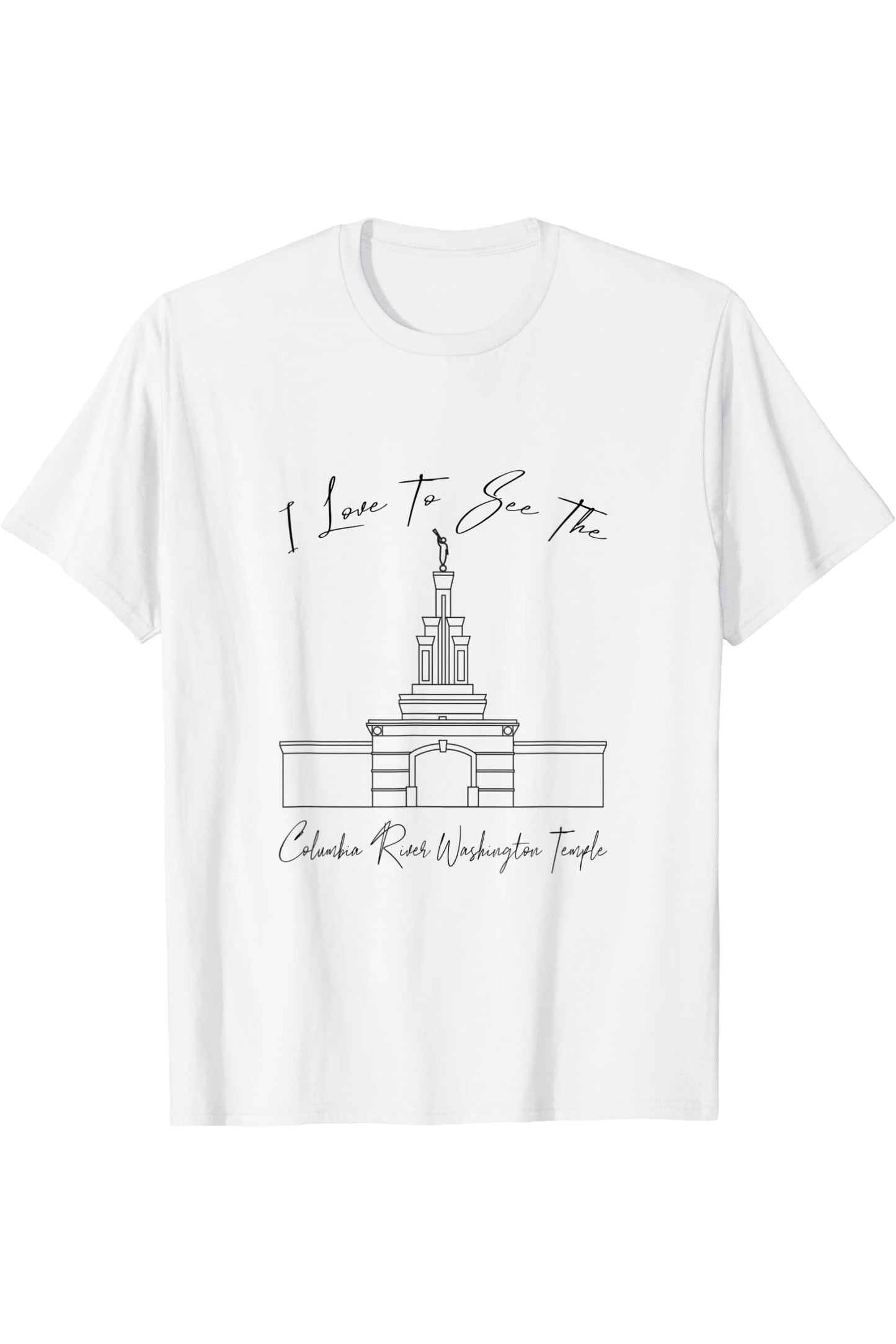 Columbia River Washington Temple T-Shirt - Calligraphy Style (English) US