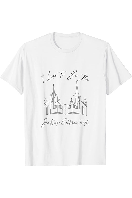 San Diego California Temple T-Shirt - Calligraphy Style (English) US