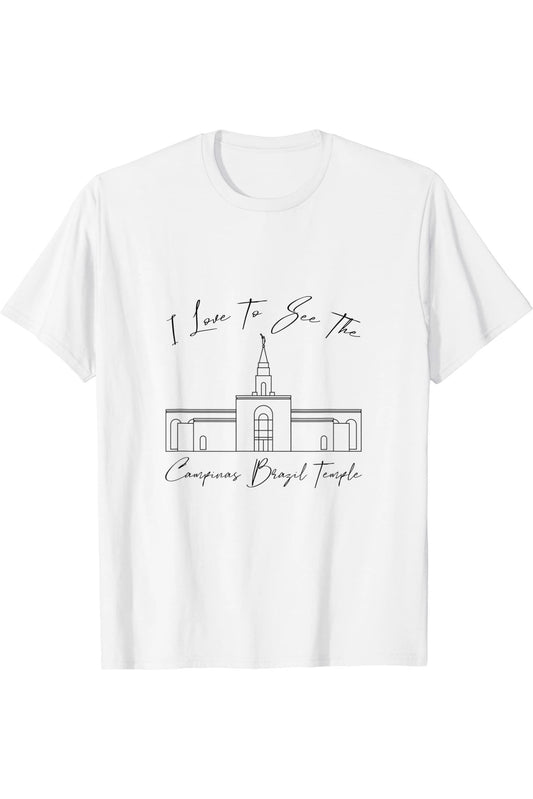 Campinas Brazil Temple T-Shirt - Calligraphy Style (English) US