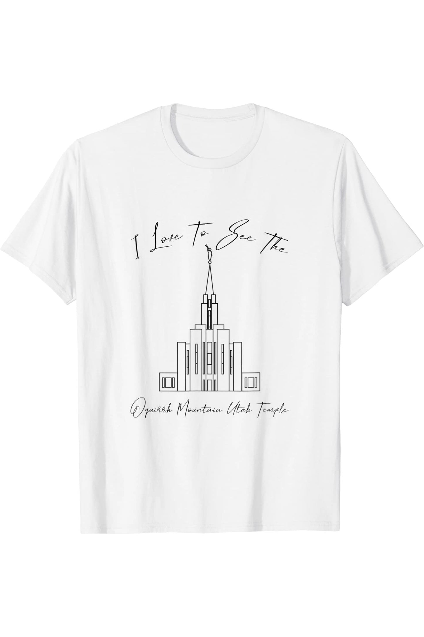 Oquirrh Mountain Utah Temple T-Shirt - Calligraphy Style (English) US