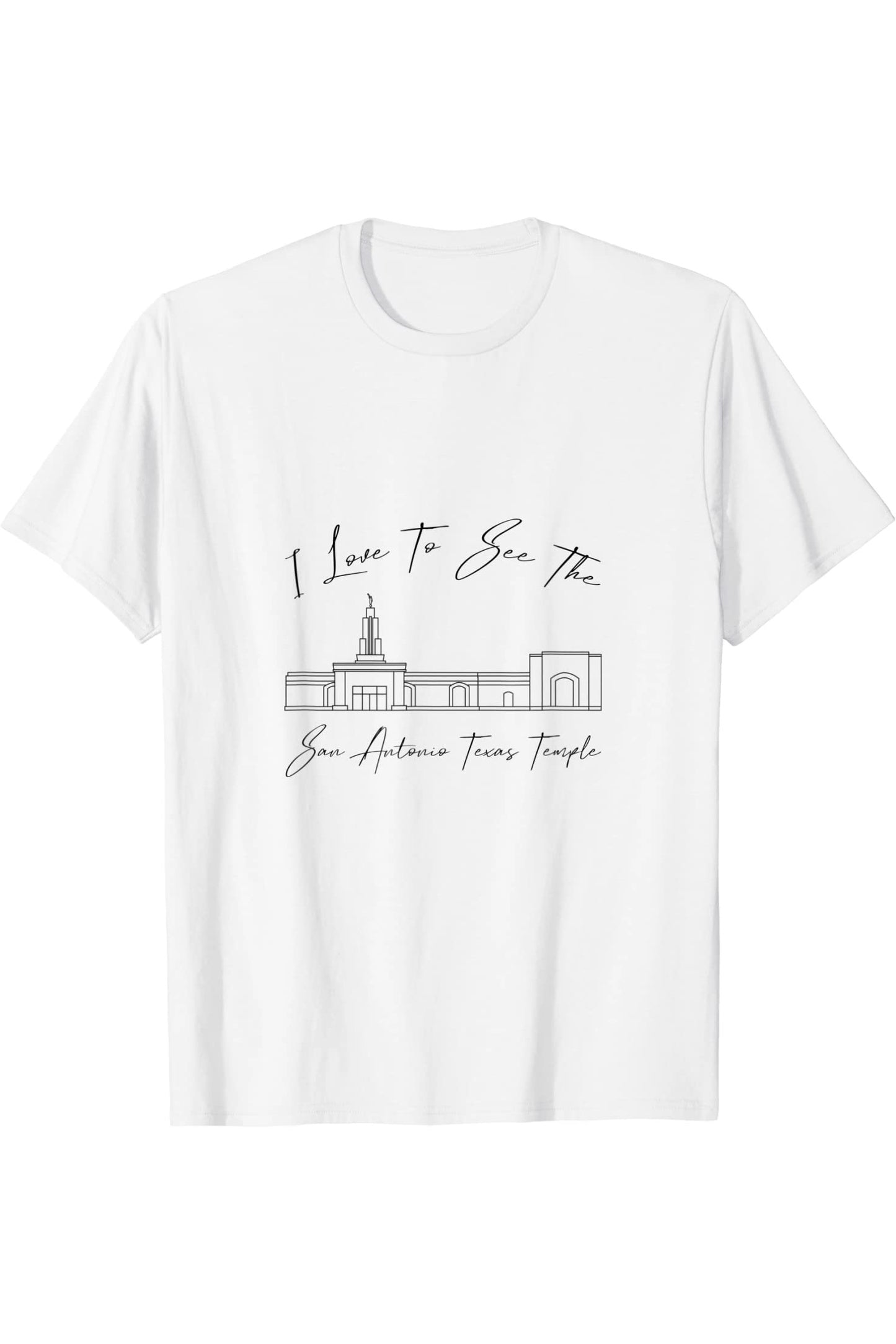 San Antonio Texas Temple T-Shirt - Calligraphy Style (English) US