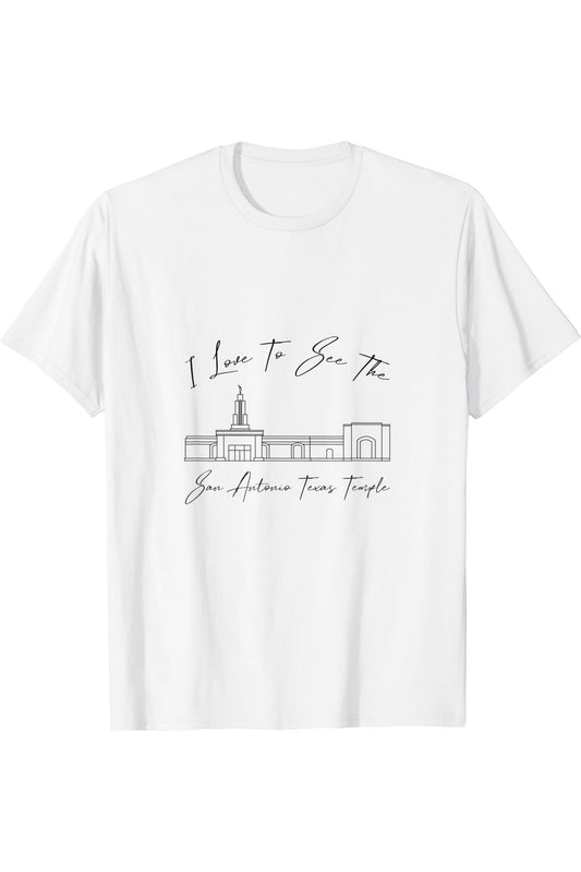 San Antonio Texas Temple T-Shirt - Calligraphy Style (English) US