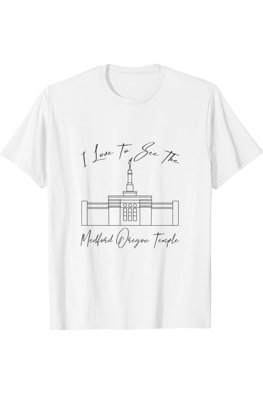 Medford Oregon Temple T-Shirt - Calligraphy Style (English) US