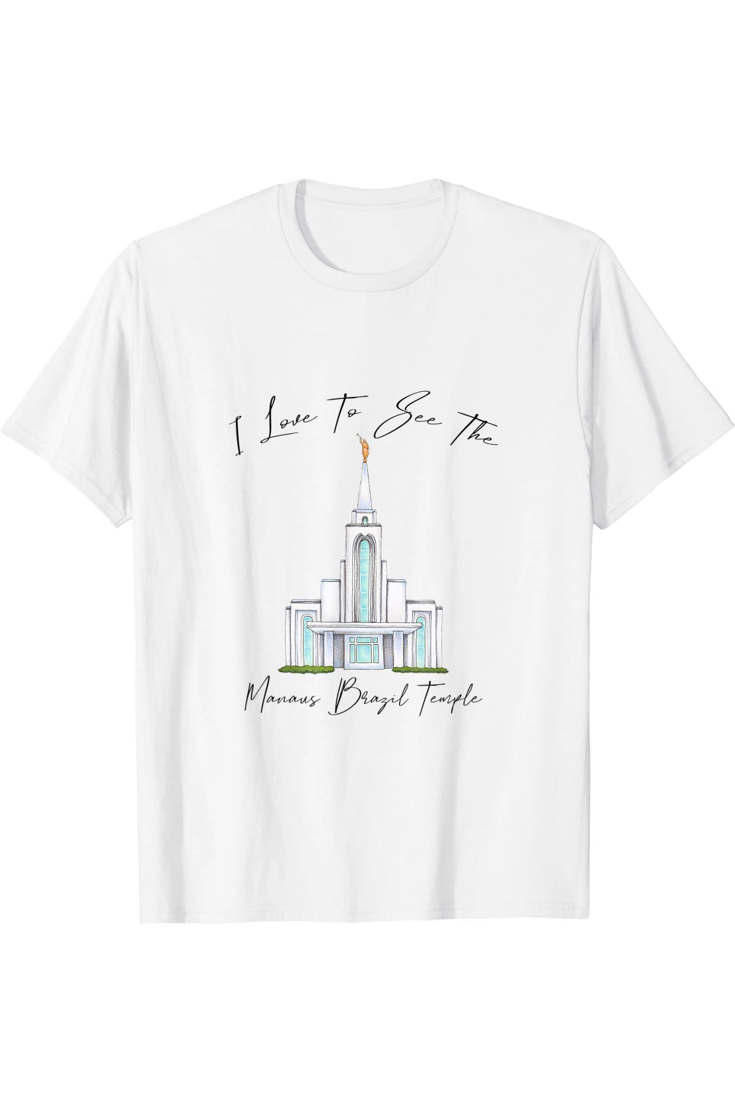 Manaus Brazil Temple T-Shirt - Calligraphy Style (English) US