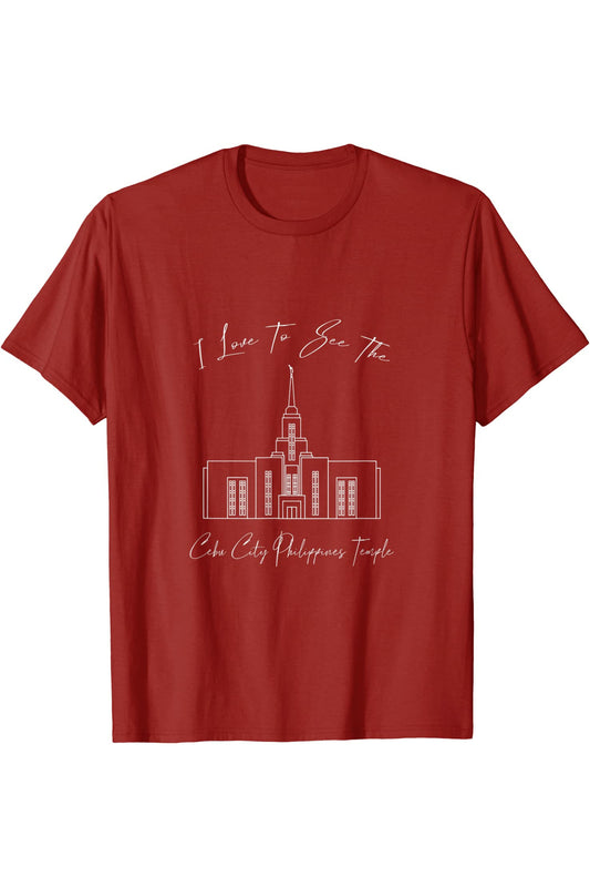 Cebu City Philippines Temple T-Shirt - Calligraphy Style (English) US