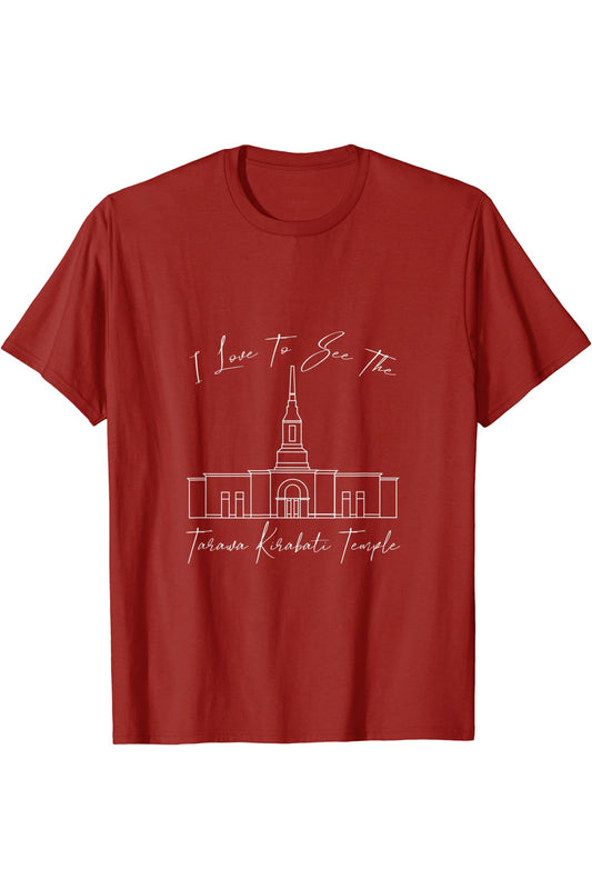 Tarawa Kiribati Temple T-Shirt - Calligraphy Style (English) US