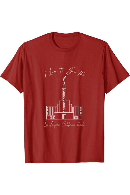 Los Angeles California Temple T-Shirt - Calligraphy Style (English) US