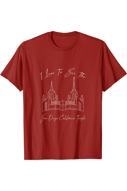 San Diego California Temple T-Shirt - Calligraphy Style (English) US