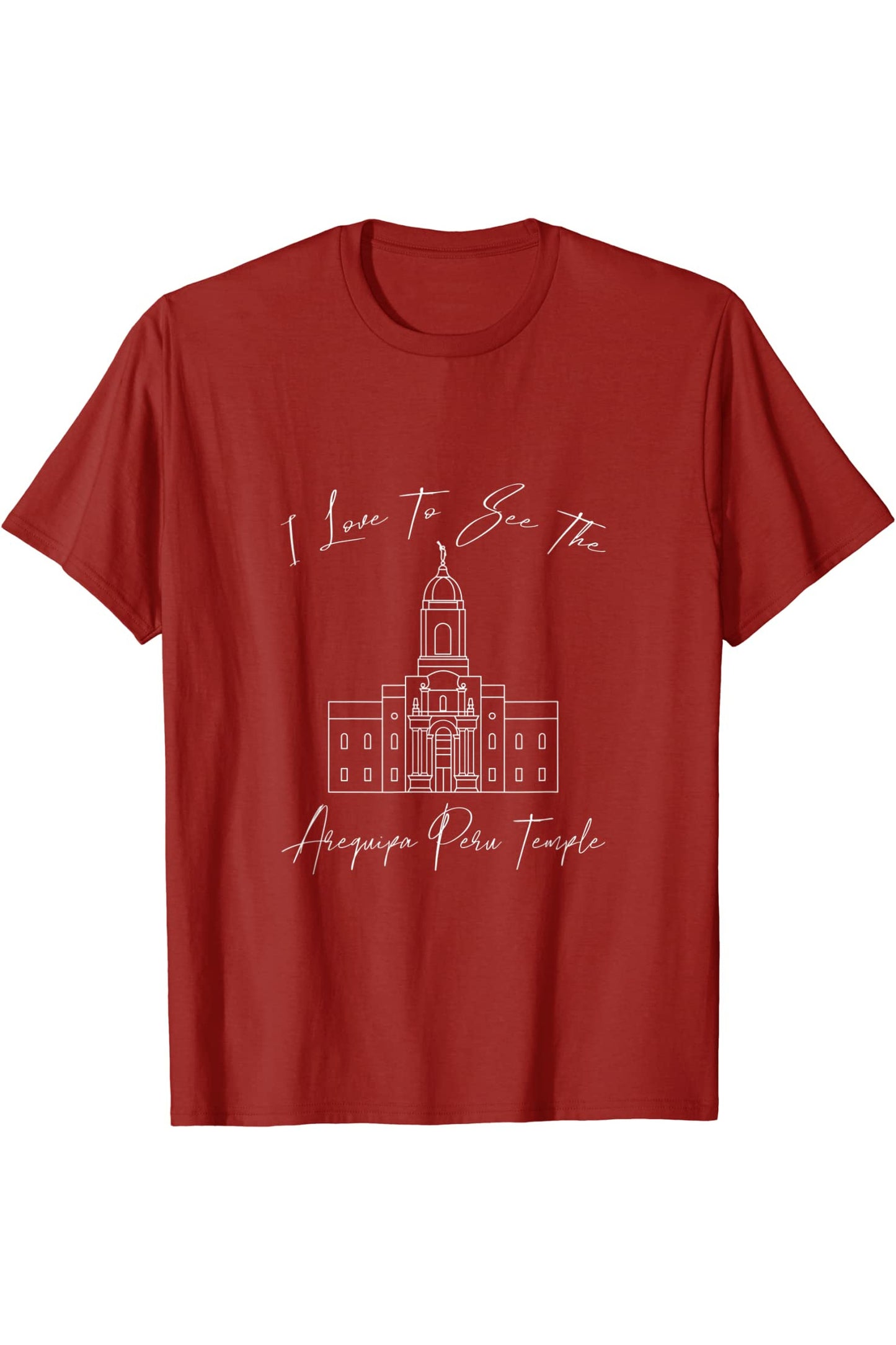 Arequipa Peru Temple T-Shirt - Calligraphy Style (English) US