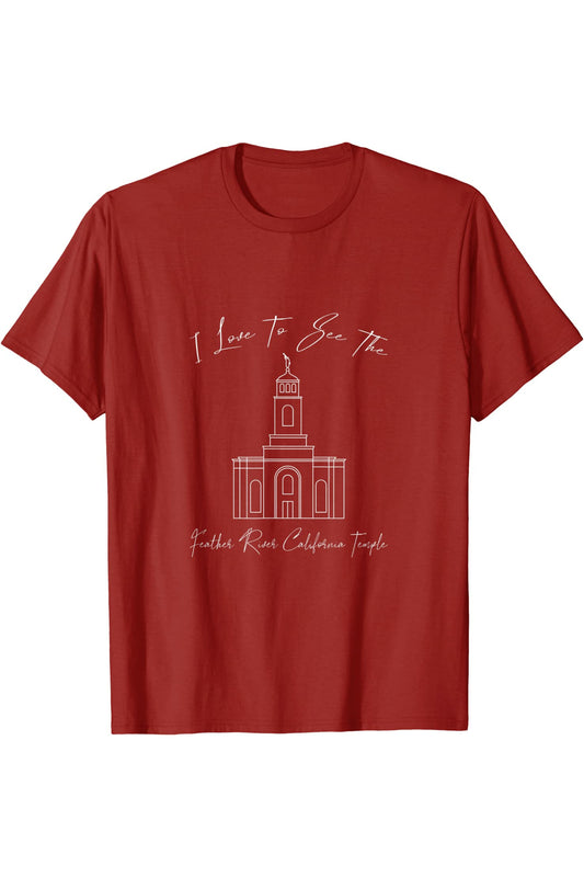 Templo Feather River CA, me encanta ver mi templo, caligrafía T-Shirt