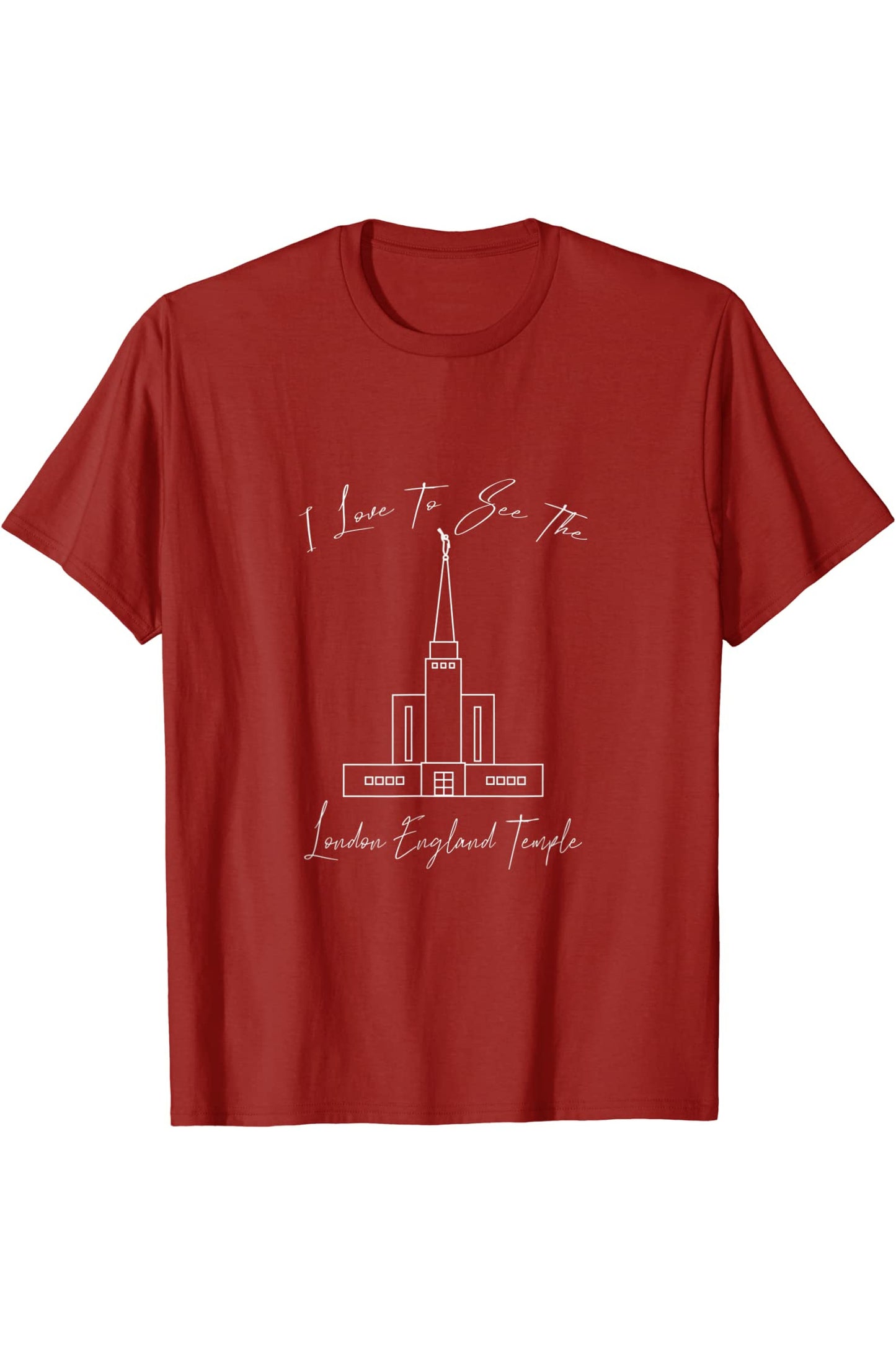 London England Temple T-Shirt - Calligraphy Style (English) US