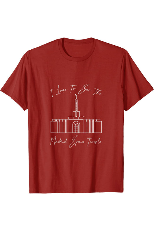 Madrid Spain Temple T-Shirt - Calligraphy Style (English) US