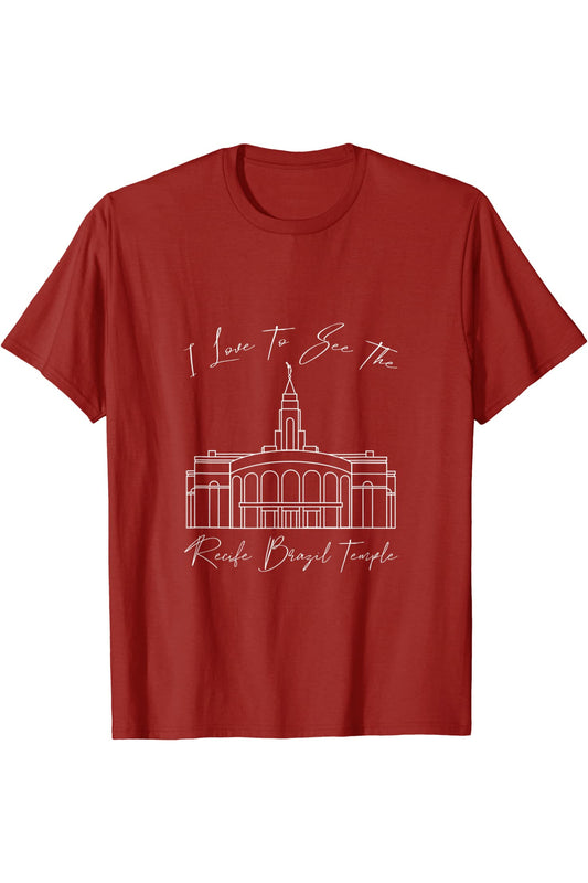 Recife Brazil Temple T-Shirt - Calligraphy Style (English) US