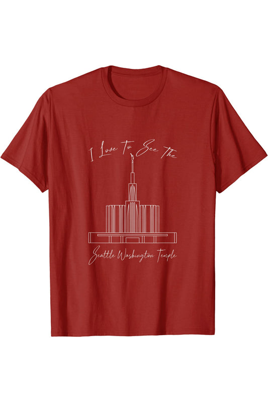 Seattle WA Temple, I love to see my temple, calligraphie T-Shirt