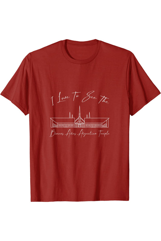 Buenos Aires Argentina Temple T-Shirt - Calligraphy Style (English) US