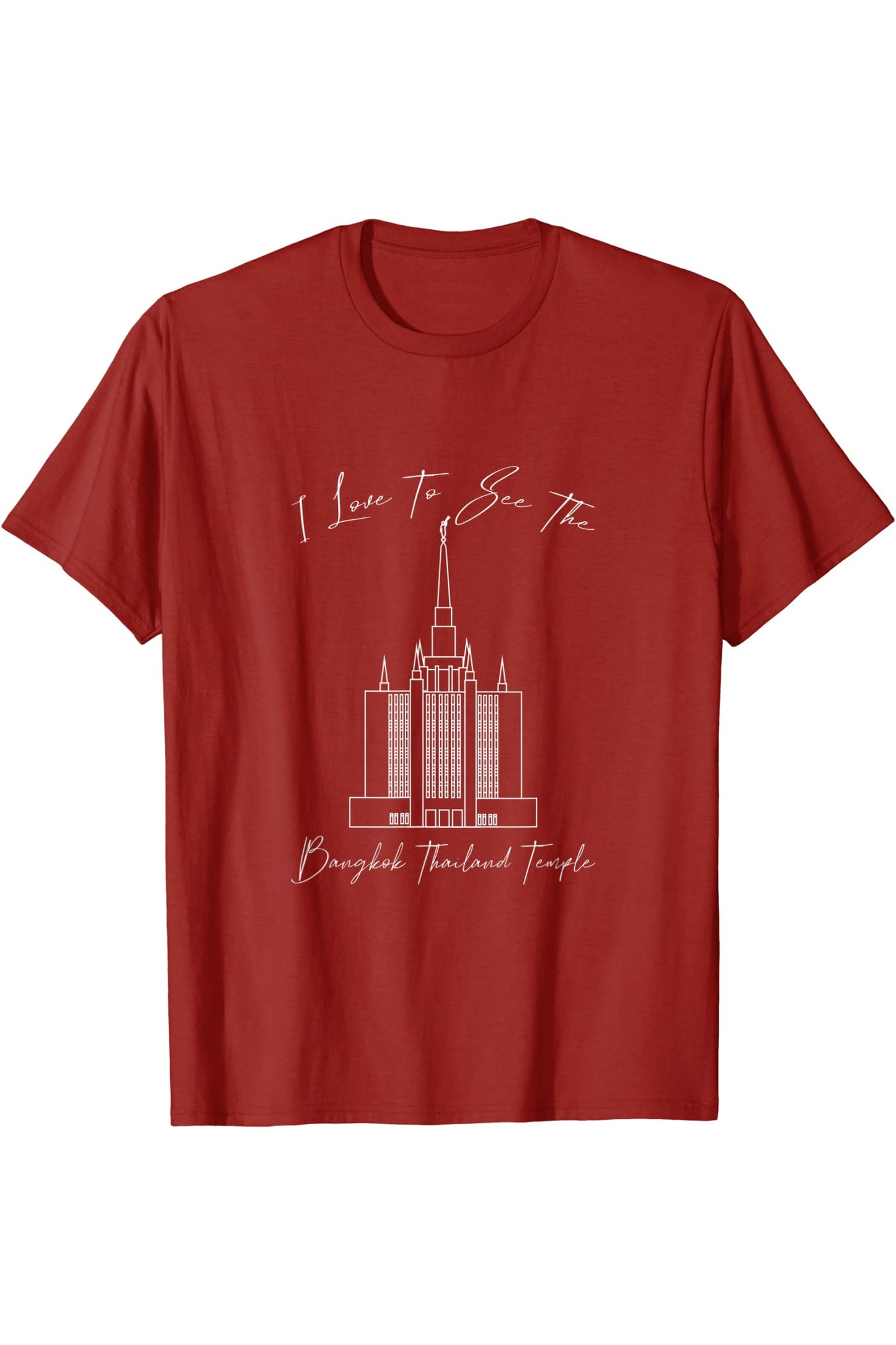 Bangkok Thailand Temple T-Shirt - Calligraphy Style (English) US