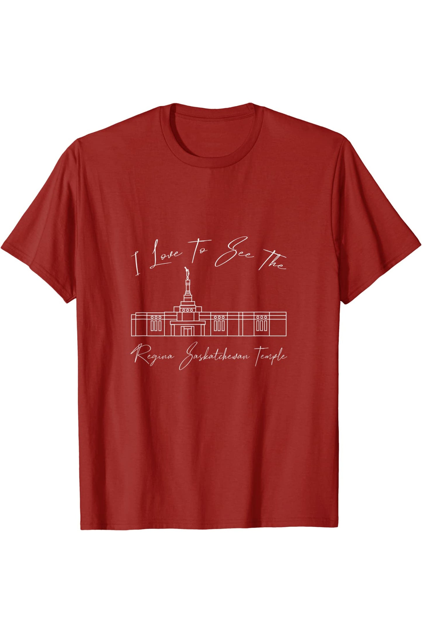 Regina Saskatchewan Temple T-Shirt - Calligraphy Style (English) US