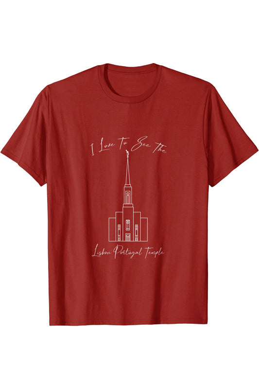 Lisbona Portogallo Tempio, mi piace vedere il mio tempio, calligrafia T-Shirt