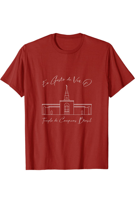 Campinas Brazil Temple T-Shirt - Calligraphy Style (Portuguese) US