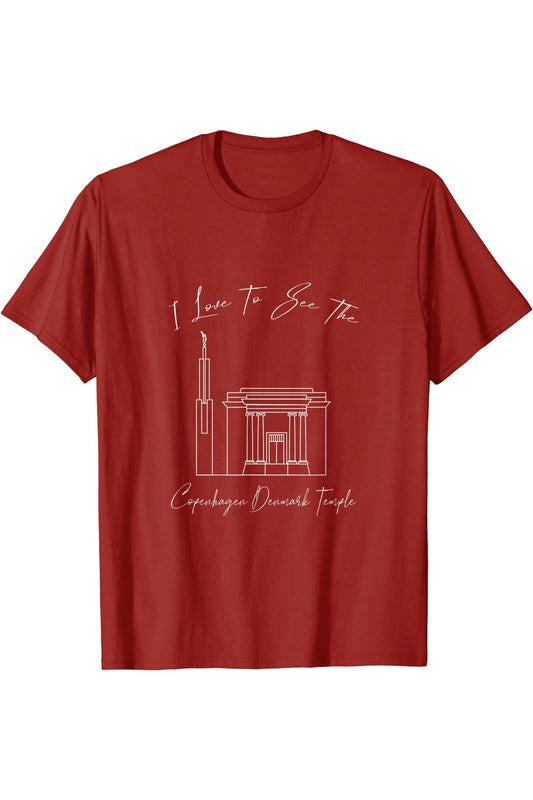 Copenhagen Denmark Temple T-Shirt - Calligraphy Style (English) US