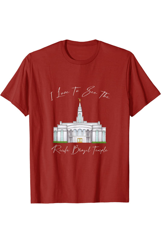 Recife Brazil Temple T-Shirt - Calligraphy Style (English) US