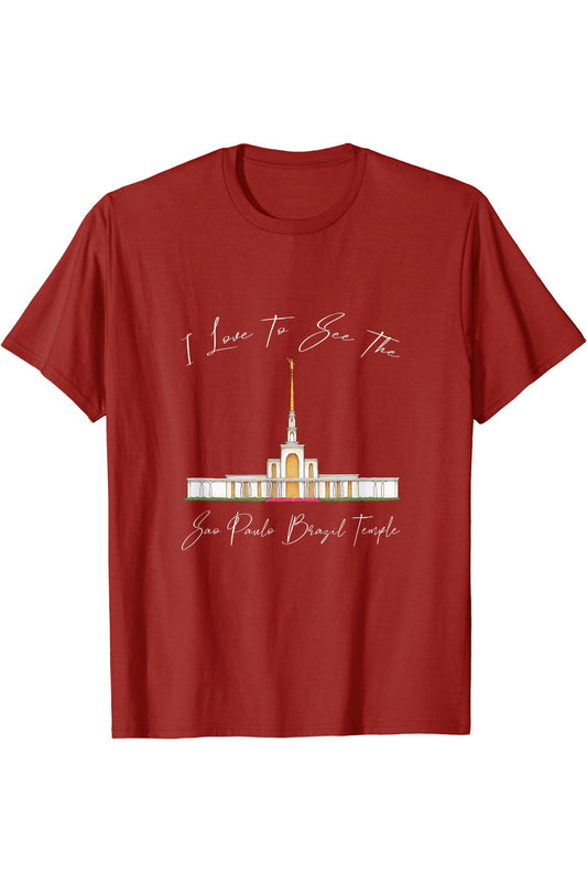 Sao Paulo Brazil Temple T-Shirt - Calligraphy Style (English) US