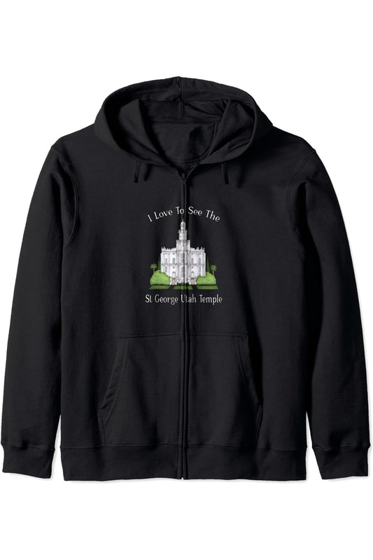 St George Utah Temple, I love to see my temple, color Zip Hoodie