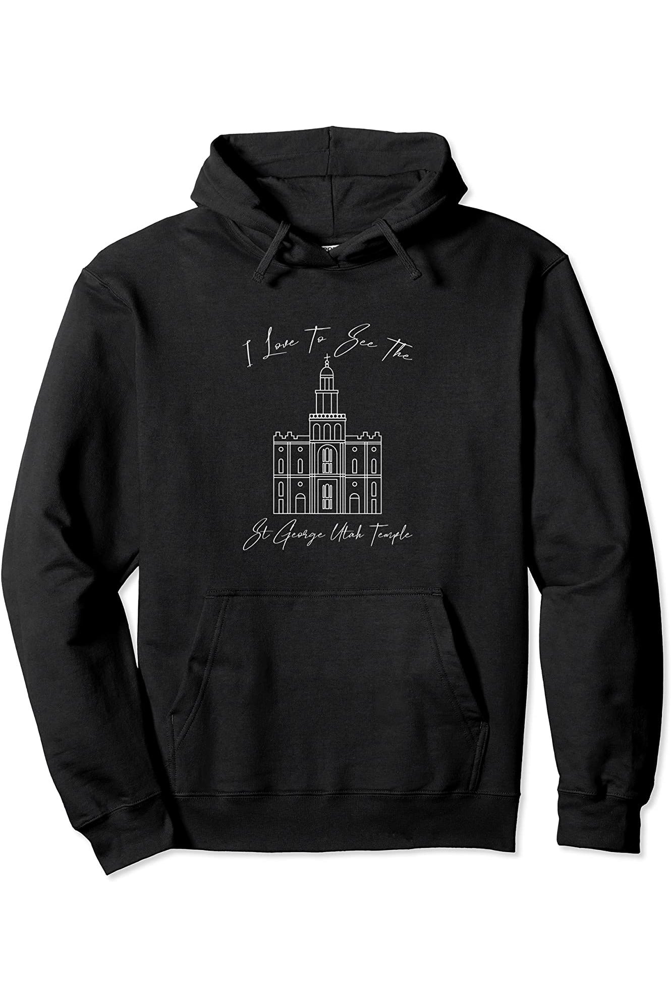 St George Utah Temple Pullover Hoodie - Calligraphy Style (English) US