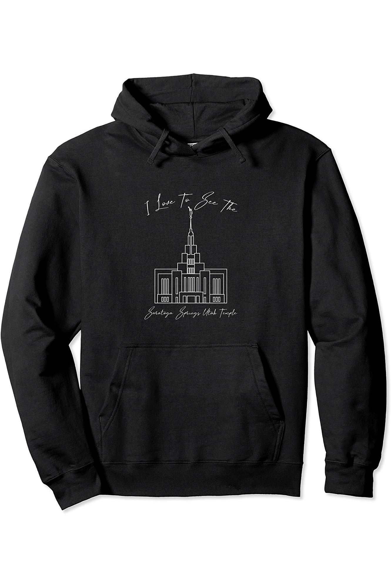 Saratoga Springs Utah Temple Pullover Hoodie - Calligraphy Style (English) US